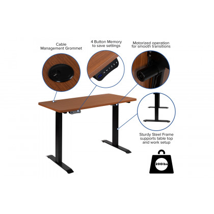 BLNK Regent Electric Height Adjustable Standing Desk with Black Mesh Swivel Ergonomic Task Office Chair - Mahogany