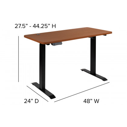 BLNK Regent Electric Height Adjustable Standing Desk with Black Mesh Swivel Ergonomic Task Office Chair - Mahogany