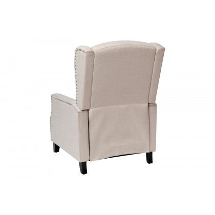 BLNK Prescott Traditional Style Fabric Slim Push Back Recliner Chair with Upholstery-Accent Nail Trim - Cream