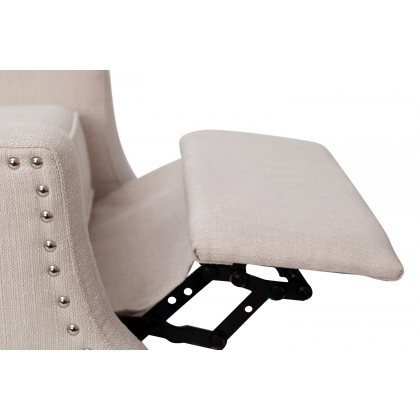 BLNK Prescott Traditional Style Fabric Slim Push Back Recliner Chair with Upholstery-Accent Nail Trim - Cream
