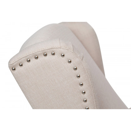 BLNK Prescott Traditional Style Fabric Slim Push Back Recliner Chair with Upholstery-Accent Nail Trim - Cream