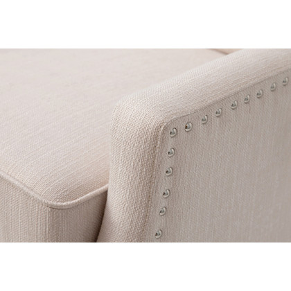 BLNK Prescott Traditional Style Fabric Slim Push Back Recliner Chair with Upholstery-Accent Nail Trim - Cream