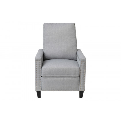 BLNK Carson Transitional Style Fabric Push Back Recliner Chair with Accent Nail Trim - Light Gray
