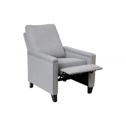 BLNK Carson Transitional Style Fabric Push Back Recliner Chair with Accent Nail Trim - Light Gray