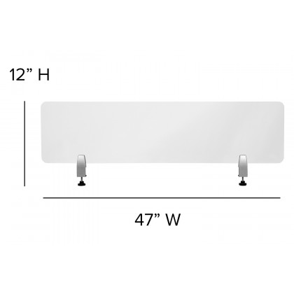 BLNK Halle Clear Acrylic Desk Partition - 12"H x 47"L