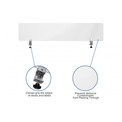 BLNK Halle Clear Acrylic Desk Partition - 12"H x 55"L