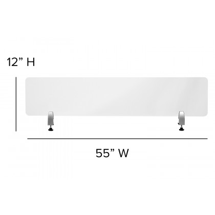 BLNK Halle Clear Acrylic Desk Partition - 12"H x 55"L