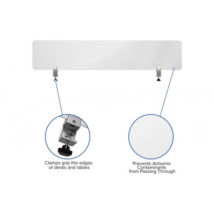 BLNK Halle Clear Acrylic Desk Partition - 12"H x 60"L