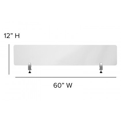 BLNK Halle Clear Acrylic Desk Partition - 12"H x 60"L