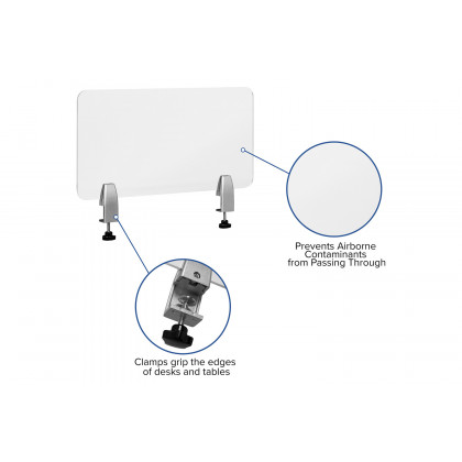 BLNK Halle Clear Acrylic Desk Partition - 12"H x 23"L