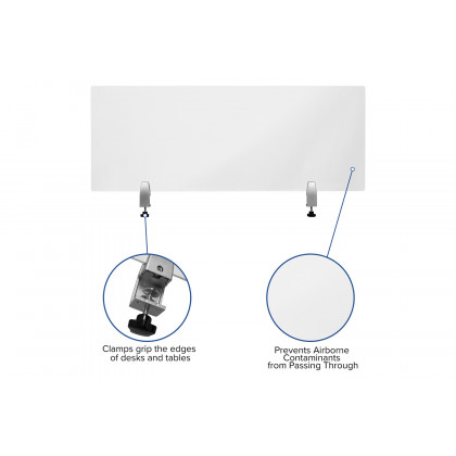 BLNK Halle Clear Acrylic Desk Partition - 18"H x 47"L