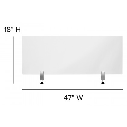 BLNK Halle Clear Acrylic Desk Partition - 18"H x 47"L