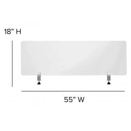 BLNK Halle Clear Acrylic Desk Partition - 18"H x 55"L