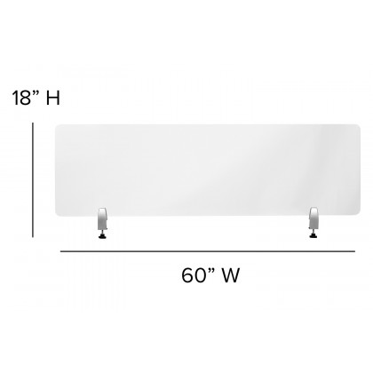 BLNK Halle Clear Acrylic Desk Partition - 18"H x 60"L