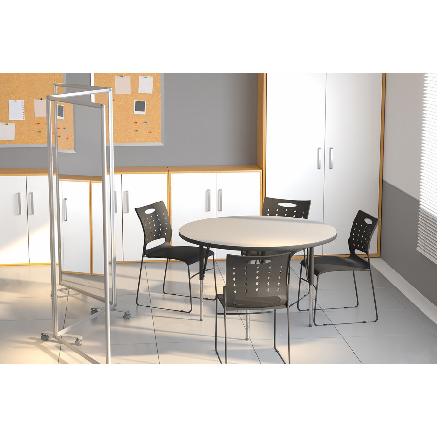 BLNK Raisley 3 Sections Transparent Acrylic Mobile Partition with Lockable Casters - 72"H x 24"L