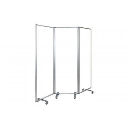 BLNK Raisley 3 Sections Transparent Acrylic Mobile Partition with Lockable Casters - 72"H x 24"L