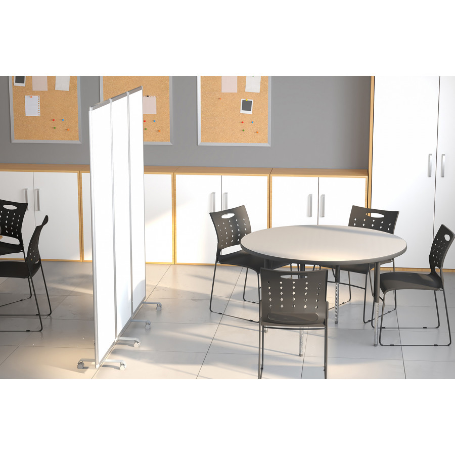 BLNK - Raisley 3 Sections Mobile Magnetic Whiteboard Partition with Lockable Casters