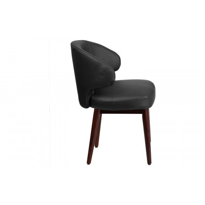 BLNK Comfort Back Series LeatherSoft Side Reception Chair with Walnut Legs - Back