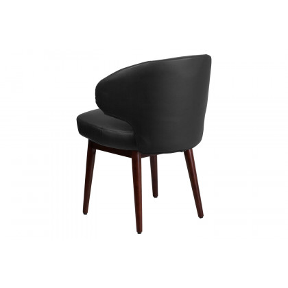 BLNK Comfort Back Series LeatherSoft Side Reception Chair with Walnut Legs - Back