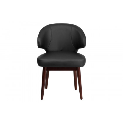 BLNK Comfort Back Series LeatherSoft Side Reception Chair with Walnut Legs - Back