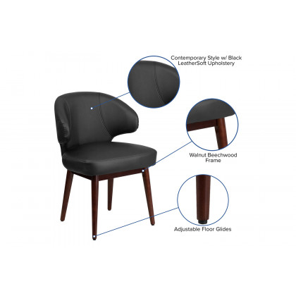 BLNK Comfort Back Series LeatherSoft Side Reception Chair with Walnut Legs - Back