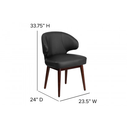 BLNK Comfort Back Series LeatherSoft Side Reception Chair with Walnut Legs - Back