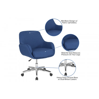 BLNK Rochelle Fabric Mid-Back Home and Office Upholstered Chair - Blue