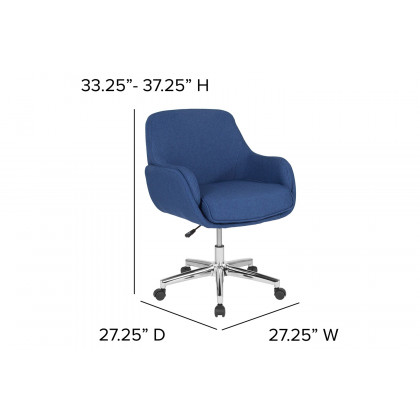 BLNK Rochelle Fabric Mid-Back Home and Office Upholstered Chair - Blue