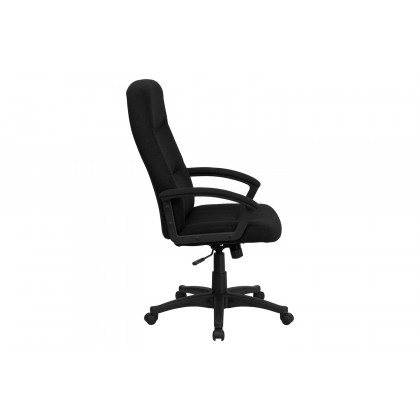BLNK Rochelle Fabric High-Back Executive Swivel Office Chair with Two Line Horizontal Stitch Back and Arms - Black