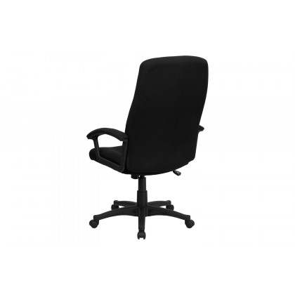 BLNK Rochelle Fabric High-Back Executive Swivel Office Chair with Two Line Horizontal Stitch Back and Arms - Black