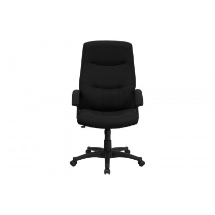 BLNK Rochelle Fabric High-Back Executive Swivel Office Chair with Two Line Horizontal Stitch Back and Arms - Black