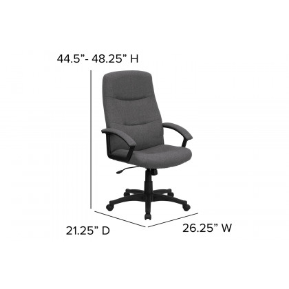 BLNK Rochelle Fabric High-Back Executive Swivel Office Chair with Two Line Horizontal Stitch Back and Arms - Gray