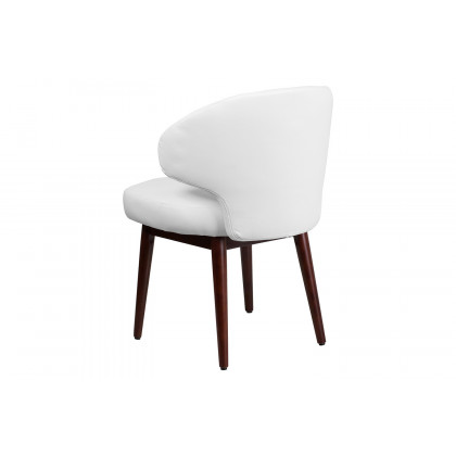 BLNK Comfort Back Series LeatherSoft Side Reception Chair with Walnut Legs - White