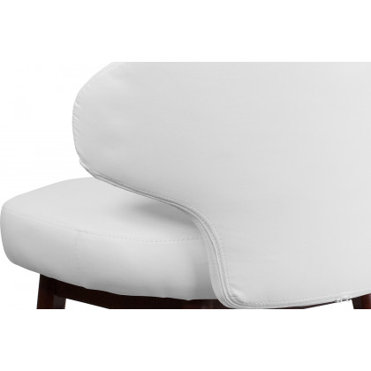 BLNK Comfort Back Series LeatherSoft Side Reception Chair with Walnut Legs - White