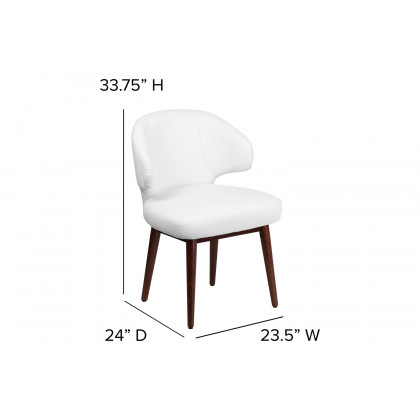 BLNK Comfort Back Series LeatherSoft Side Reception Chair with Walnut Legs - White