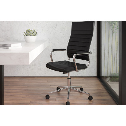 BLNK - Hansel LeatherSoft High-Back Contemporary Ribbed Executive Swivel Office Chair