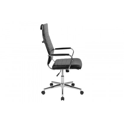 BLNK Hansel LeatherSoft High-Back Contemporary Ribbed Executive Swivel Office Chair - Black