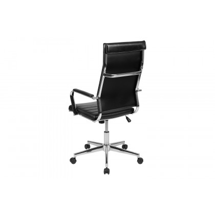BLNK Hansel LeatherSoft High-Back Contemporary Ribbed Executive Swivel Office Chair - Black