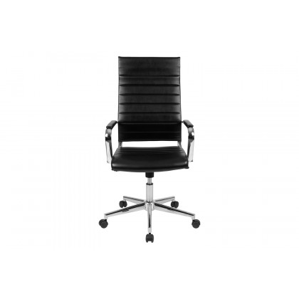 BLNK Hansel LeatherSoft High-Back Contemporary Ribbed Executive Swivel Office Chair - Black