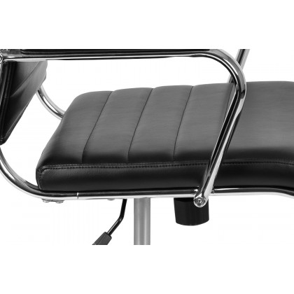 BLNK Hansel LeatherSoft High-Back Contemporary Ribbed Executive Swivel Office Chair - Black