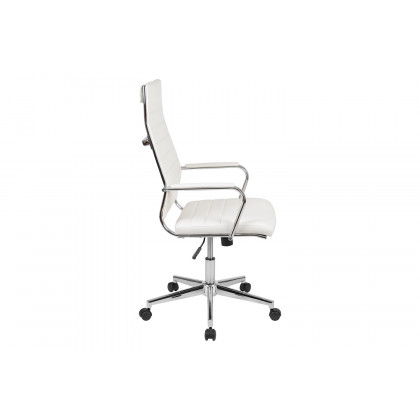 BLNK Hansel LeatherSoft High-Back Contemporary Ribbed Executive Swivel Office Chair - White
