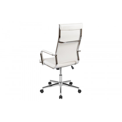 BLNK Hansel LeatherSoft High-Back Contemporary Ribbed Executive Swivel Office Chair - White