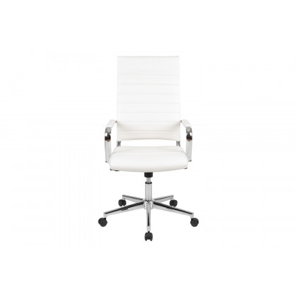 BLNK Hansel LeatherSoft High-Back Contemporary Ribbed Executive Swivel Office Chair - White