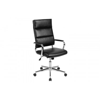 BLNK Hansel LeatherSoft High-Back Contemporary Panel Executive Swivel Office Chair - Black