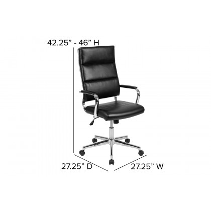 BLNK Hansel LeatherSoft High-Back Contemporary Panel Executive Swivel Office Chair - Black