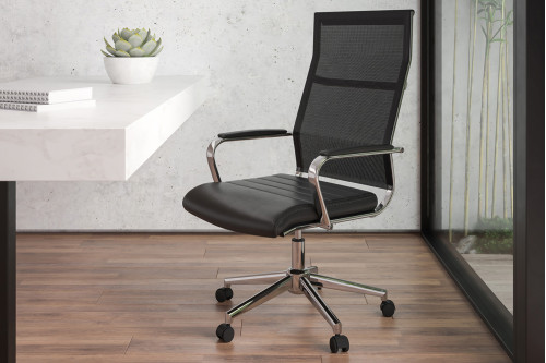 BLNK® - Hansel LeatherSoft High-Back Mesh Contemporary Executive Swivel Office Chair with Seat
