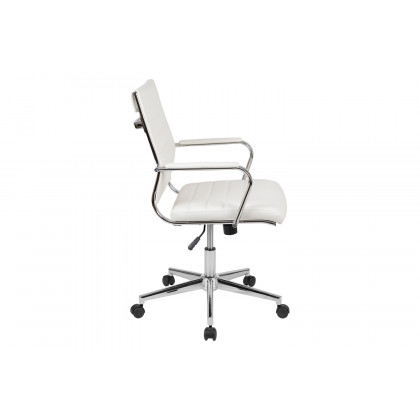 BLNK Hansel LeatherSoft Mid-Back Contemporary Ribbed Executive Swivel Office Chair - White