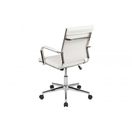 BLNK Hansel LeatherSoft Mid-Back Contemporary Ribbed Executive Swivel Office Chair - White