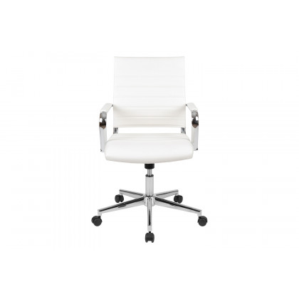 BLNK Hansel LeatherSoft Mid-Back Contemporary Ribbed Executive Swivel Office Chair - White