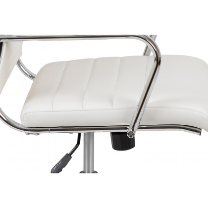 BLNK Hansel LeatherSoft Mid-Back Contemporary Ribbed Executive Swivel Office Chair - White